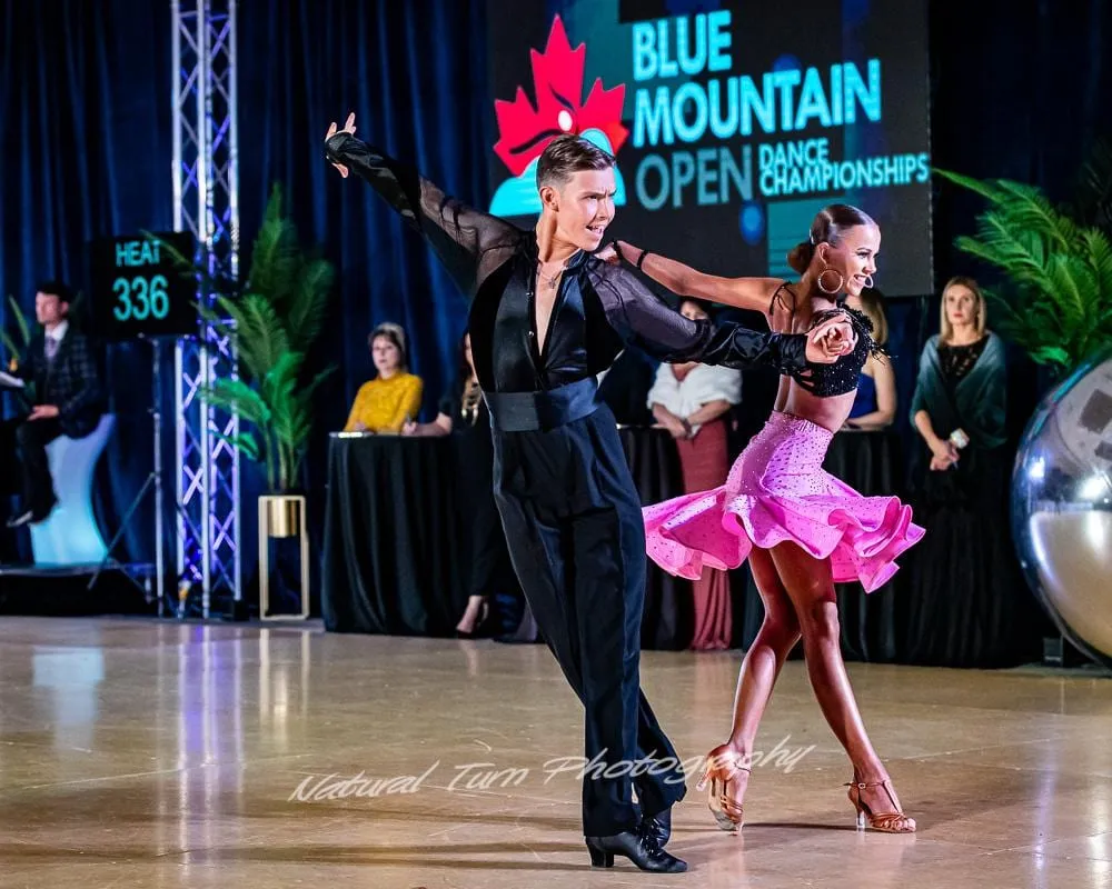 Sophia Baydala and Andrey Ilyushenov performing a Latin routine at the Blue Mountain Open